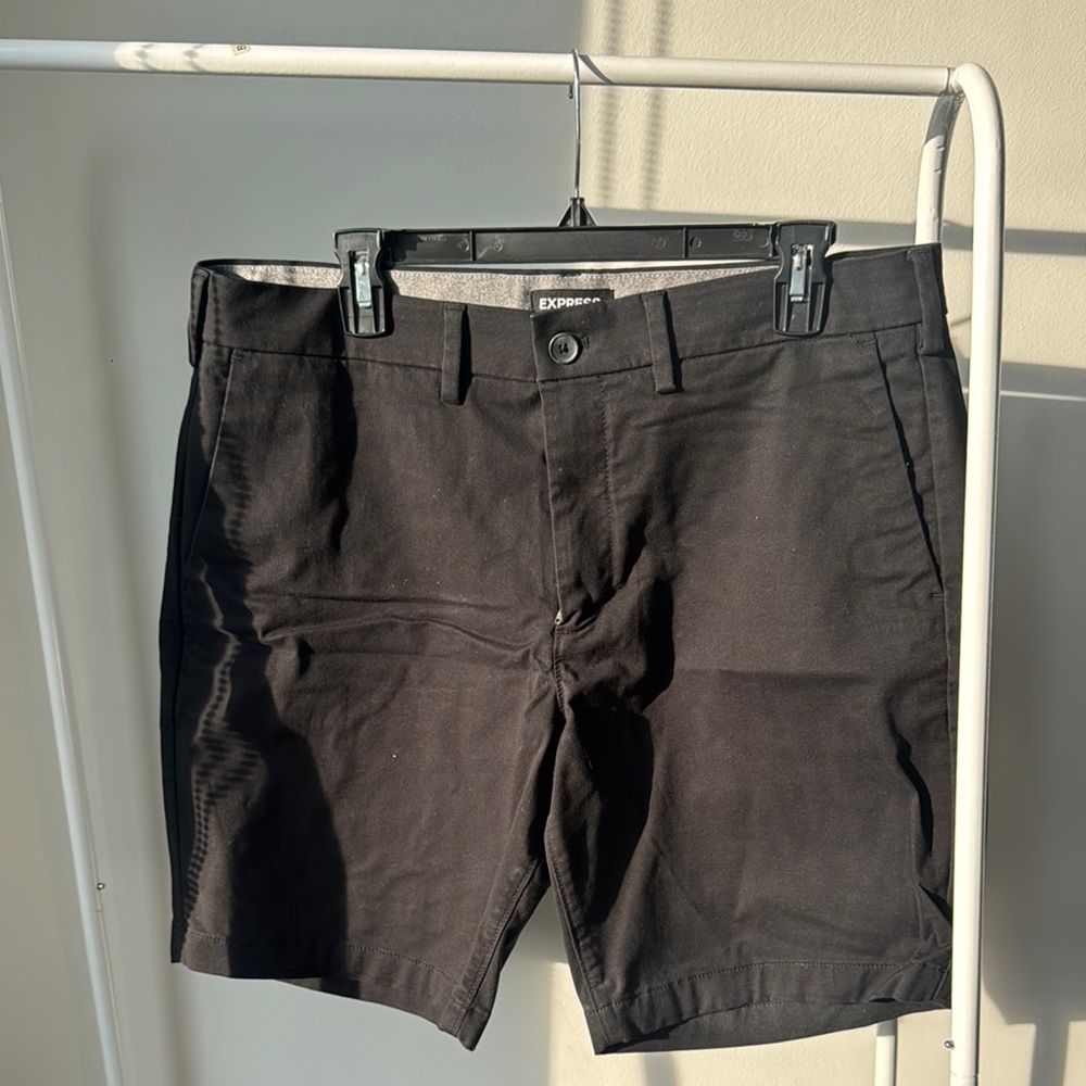 Express Men's Black Flat Front Shorts